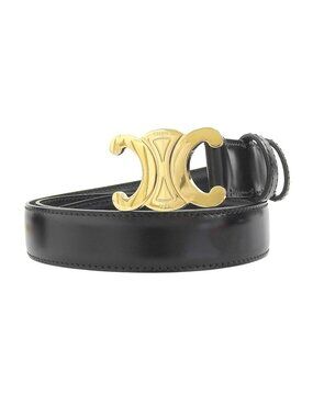 Celine Trinoff Leather Belt Black Gold 80 Celine Box Calfskin Medium Triomphe Belt 80 32 Black 1795133  main image 4
